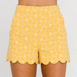 Yellow eyelet shorts